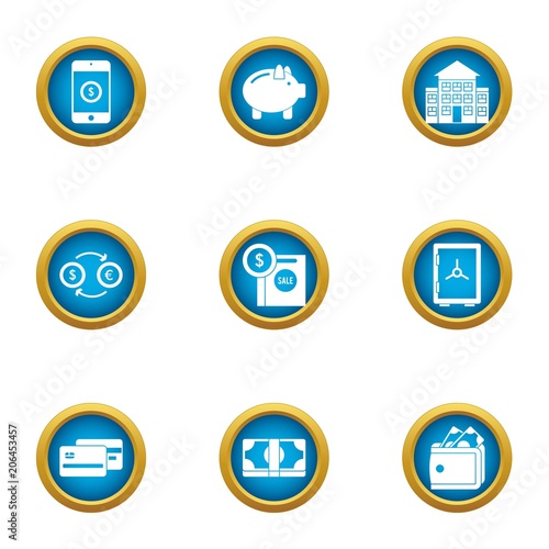 Paid service icons set. Flat set of 9 paid service vector icons for web isolated on white background