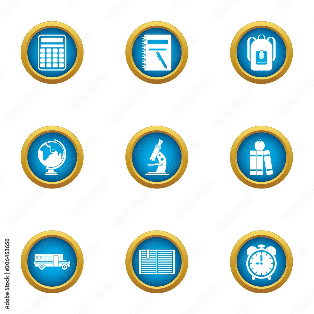 Special school icons set. Flat set of 9 special school vector icons for web isolated on white background