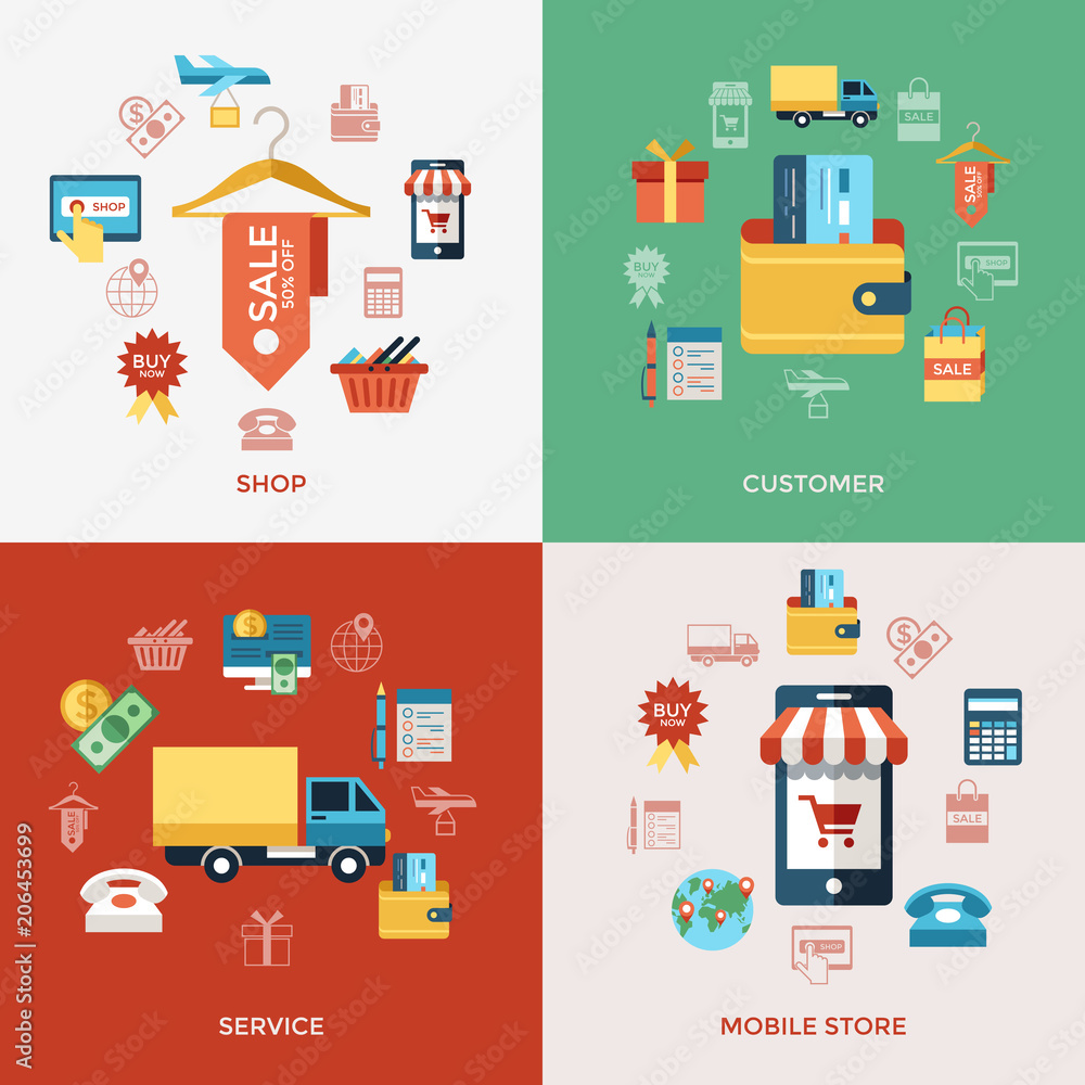 PrintDigital vector line icons set mobile shopping PrintDigital vector line icons set mobile shopping