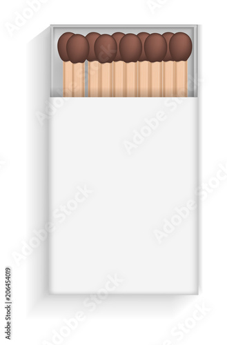 Open match box mockup. Realistic illustration of open match box vector mockup for web design isolated on white background