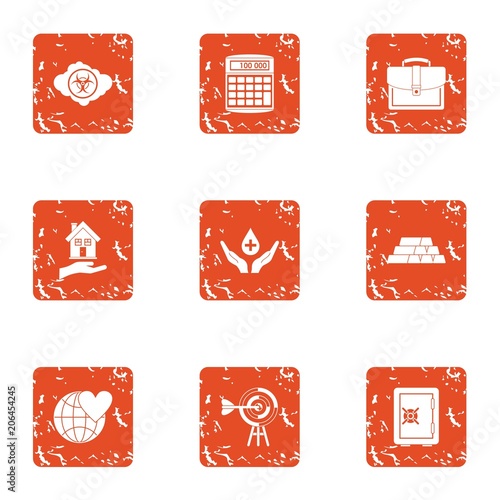 Terra icons set. Grunge set of 9 terra vector icons for web isolated on white background