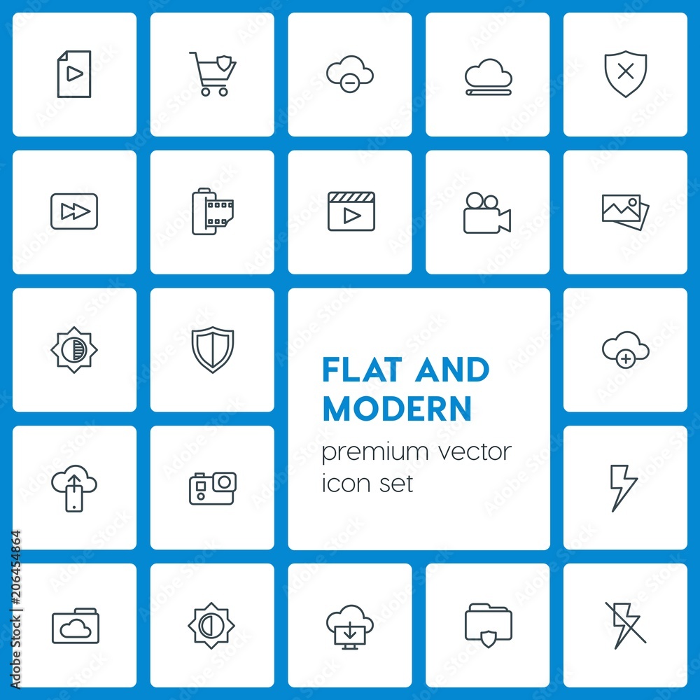 Modern Simple Set of cloud and networking, security, video, photos Vector outline Icons. Contains such Icons as cameraman, camera, data and more on dark background. Fully Editable. Pixel Perfect Modern Simple Set of cloud and networking, security, video, photos Vector outline Icons. Contains such Icons as cameraman, camera, data and more on dark background. Fully Editable. Pixel Perfect