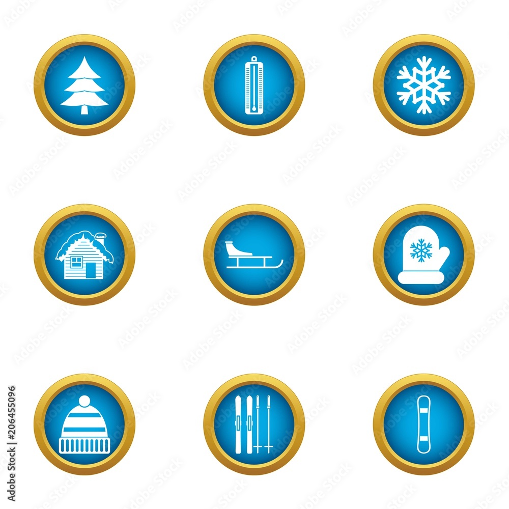Winter home icons set. Flat set of 9 winter home vector icons for web isolated on white background Winter home icons set. Flat set of 9 winter home vector icons for web isolated on white background