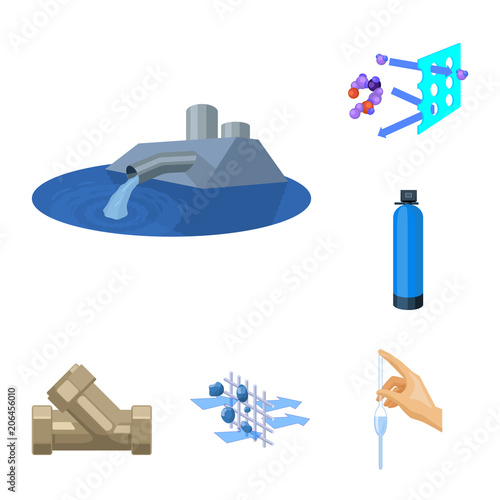 Water filtration system cartoon icons in set collection for design. Cleaning equipment vector symbol stock web illustration.