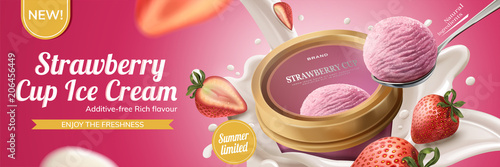 Strawberry cup ice cream