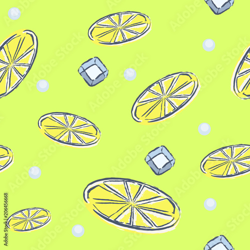 seamless lemon pattern on orange pastel background