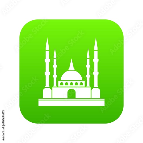 Mosque icon digital green for any design isolated on white vector illustration