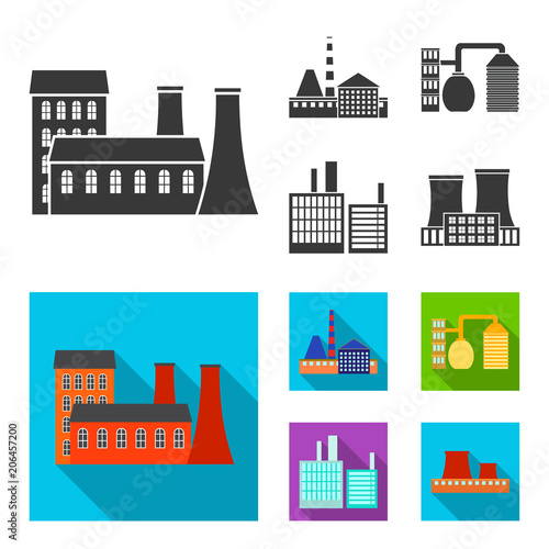 Industry, production.Factory set collection icons in black, flat style vector symbol stock illustration web.
