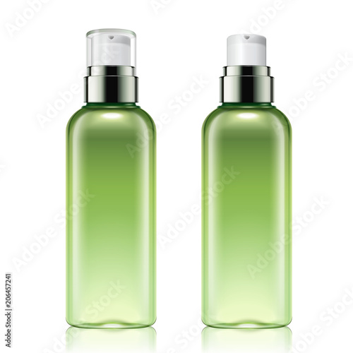 Green spray bottles mockup