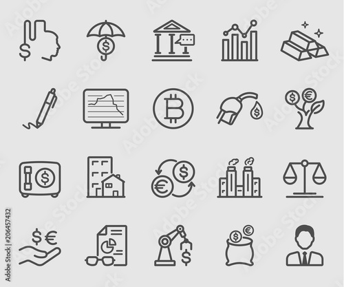 Line icons set for Investment, Finance, Currency