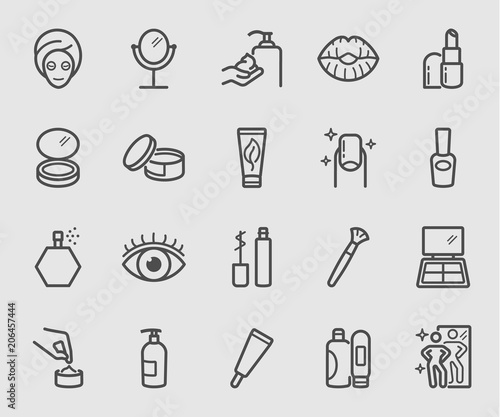 Line icons set for Cosmetic, Beauty