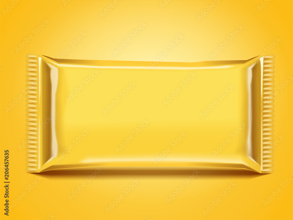 Yellow foil bag mockup
