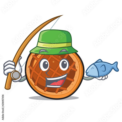 Fishing baket pie mascot cartoon