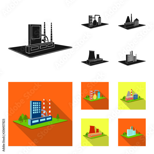 Processing factory,metallurgical plant. Factory and industry set collection icons in black, flat style isometric vector symbol stock illustration web.