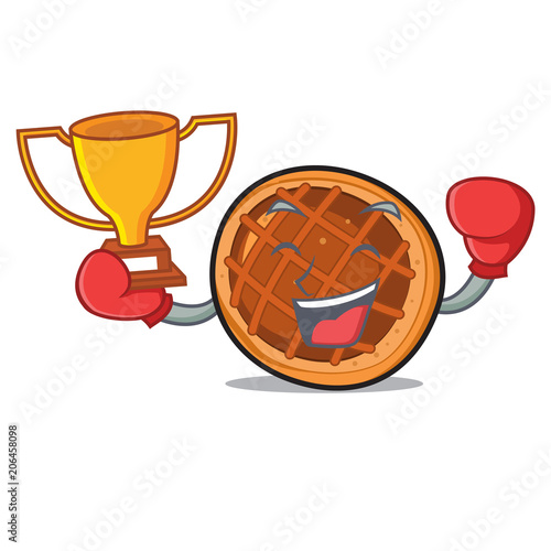 Boxing winner baket pie mascot cartoon