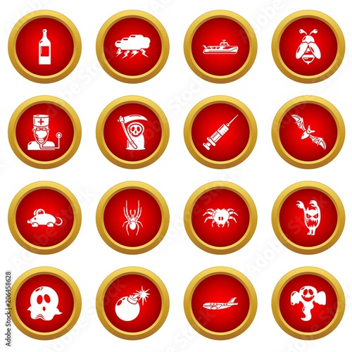 Fears phobias icons set. Simple illustration of 16 fears phobias vector icons for web