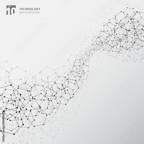 Abstract technology connection structure elements on white background.