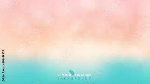 Summer season time blurred bokeh blue and pink background.