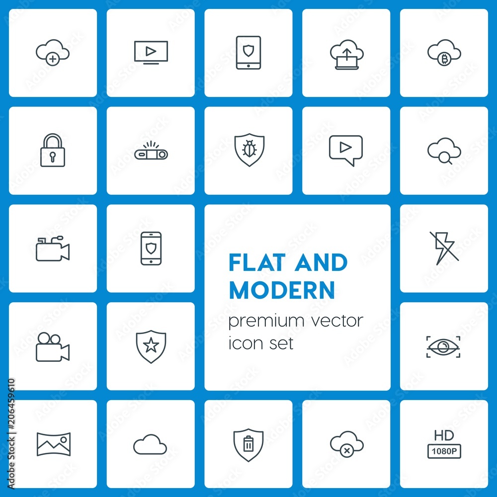 Modern Simple Set of cloud and networking, security, video, photos Vector outline Icons. Contains such Icons as delete, weather, upload and more on dark background. Fully Editable. Pixel Perfect Modern Simple Set of cloud and networking, security, video, photos Vector outline Icons. Contains such Icons as delete, weather, upload and more on dark background. Fully Editable. Pixel Perfect