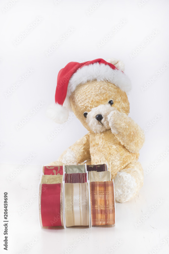 Christmas teddy bear on white background Christmas teddy bear on white background