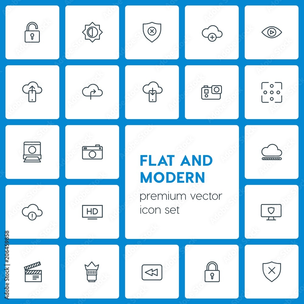 Modern Simple Set of cloud and networking, security, video, photos Vector outline Icons. Contains such Icons as back, add, insurance, hd and more on dark background. Fully Editable. Pixel Perfect Modern Simple Set of cloud and networking, security, video, photos Vector outline Icons. Contains such Icons as back, add, insurance, hd and more on dark background. Fully Editable. Pixel Perfect