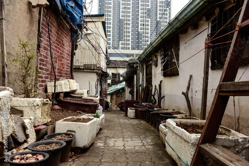 landscape of common old town, narrow street in seoul, korea 