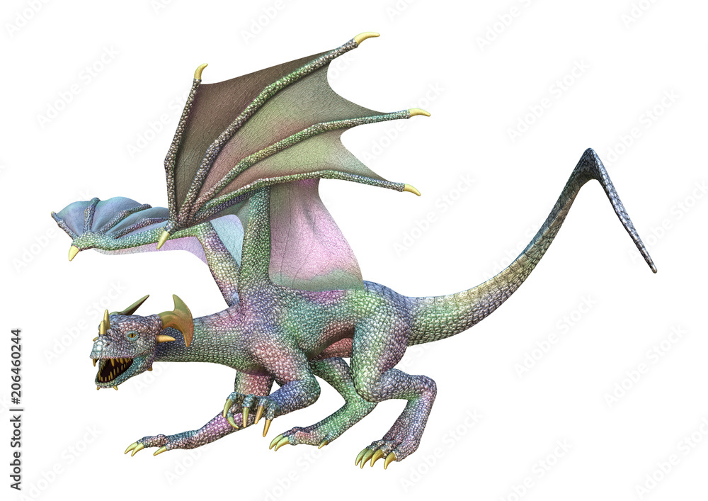 Fototapeta premium 3D Fantasy Fantasy Dragon na białym tle