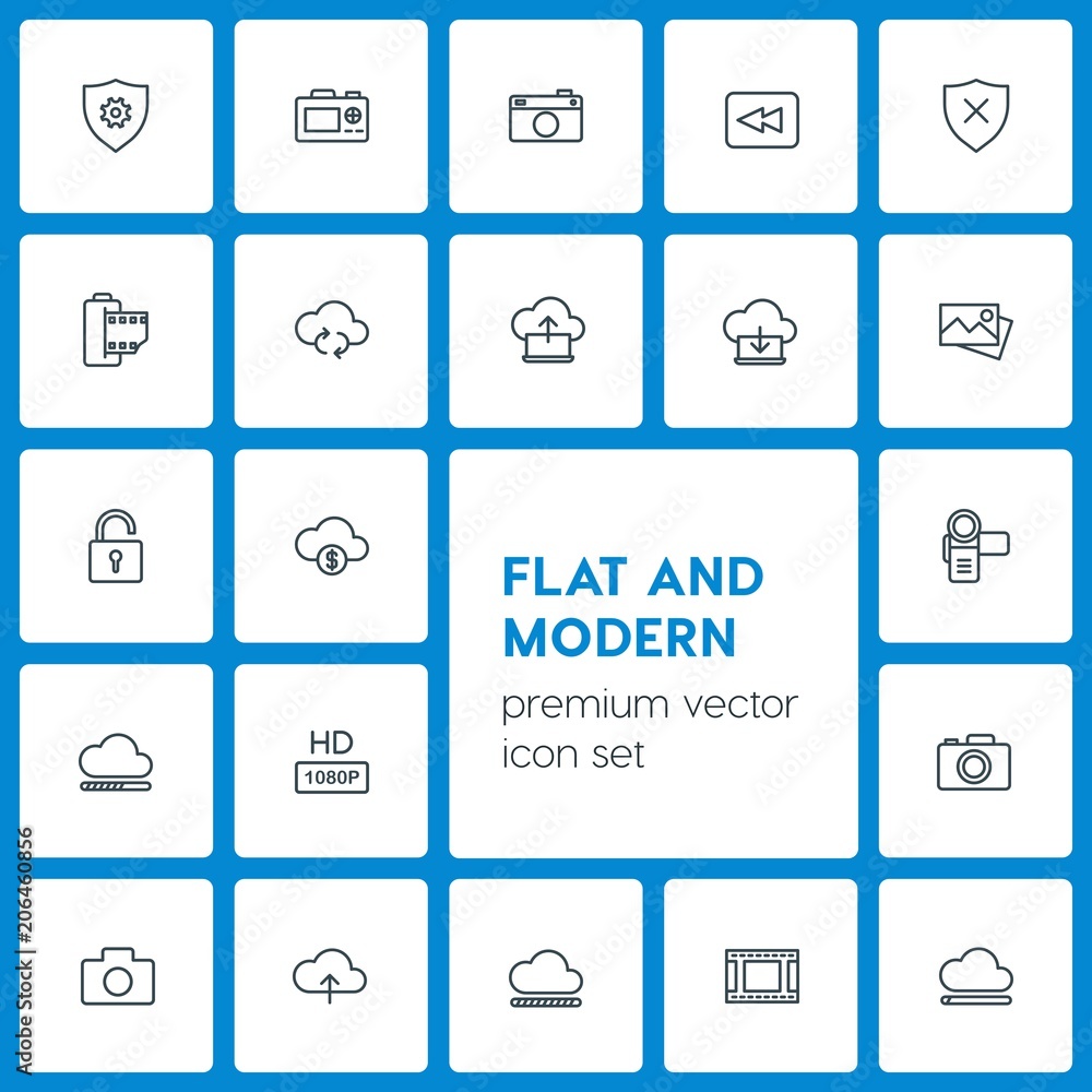 Modern Simple Set of cloud and networking, security, video, photos Vector outline Icons. Contains such Icons as cloud, download, currency and more on dark background. Fully Editable. Pixel Perfect Modern Simple Set of cloud and networking, security, video, photos Vector outline Icons. Contains such Icons as cloud, download, currency and more on dark background. Fully Editable. Pixel Perfect