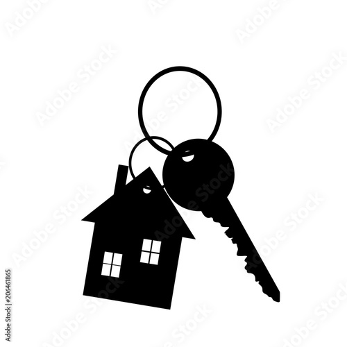 Vector silhouette of keys from the house on white background.