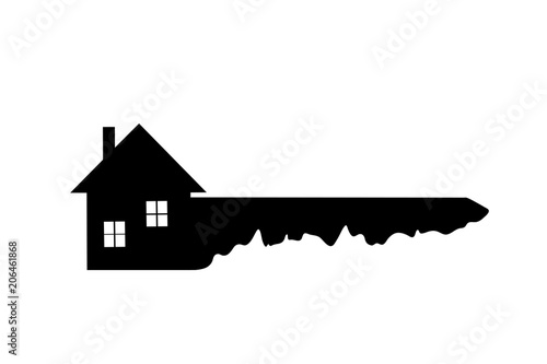 Vector silhouette of keys from the house on white background.