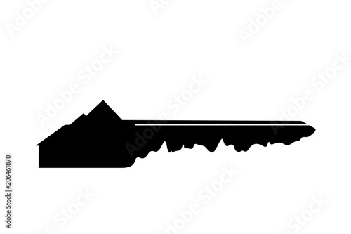 Vector silhouette of keys from the house on white background.