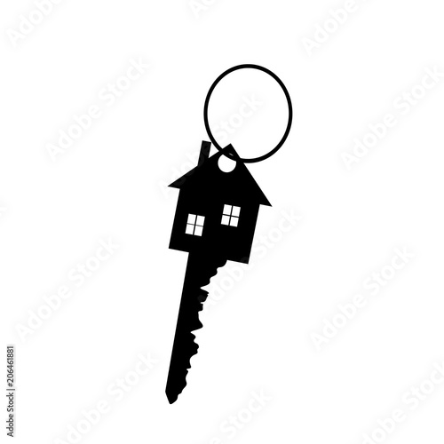 Vector silhouette of keys from the house on white background.