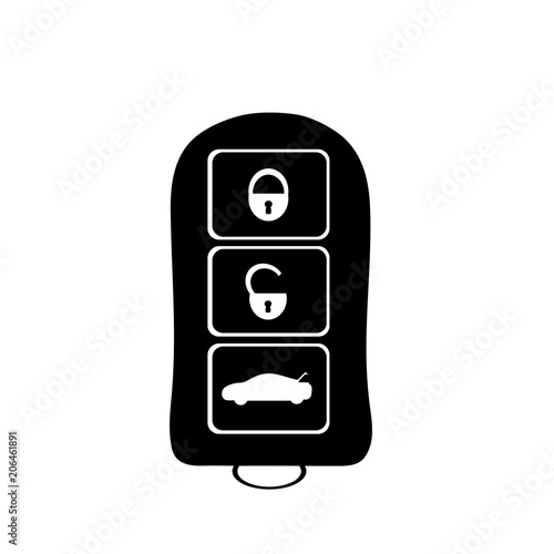 Vector silhouette of key from the car on white background.