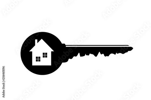 Vector silhouette of keys from the house on white background.