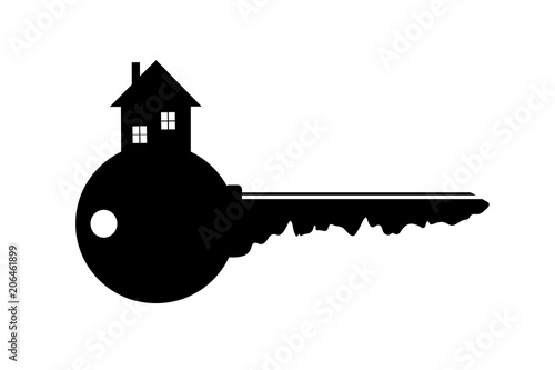 Vector silhouette of keys from the house on white background.
