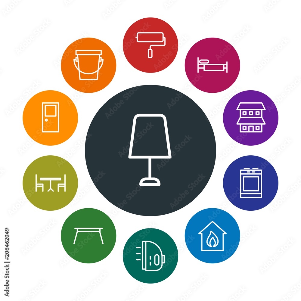 buildings, furniture, housekeeping Infographic Colorful outline Icons Set. Contains such Icons as abstract, interior, burn, night, brush, table, dining and more. Fully Editable. Pixel Perfect buildings, furniture, housekeeping Infographic Colorful outline Icons Set. Contains such Icons as abstract, interior, burn, night, brush, table, dining and more. Fully Editable. Pixel Perfect