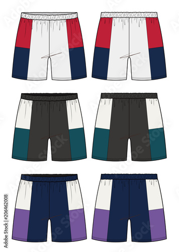 Pants Boxer shorts fashion flat technical drawing template