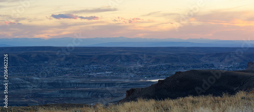 Sunset over the town of Green River  Wyoming