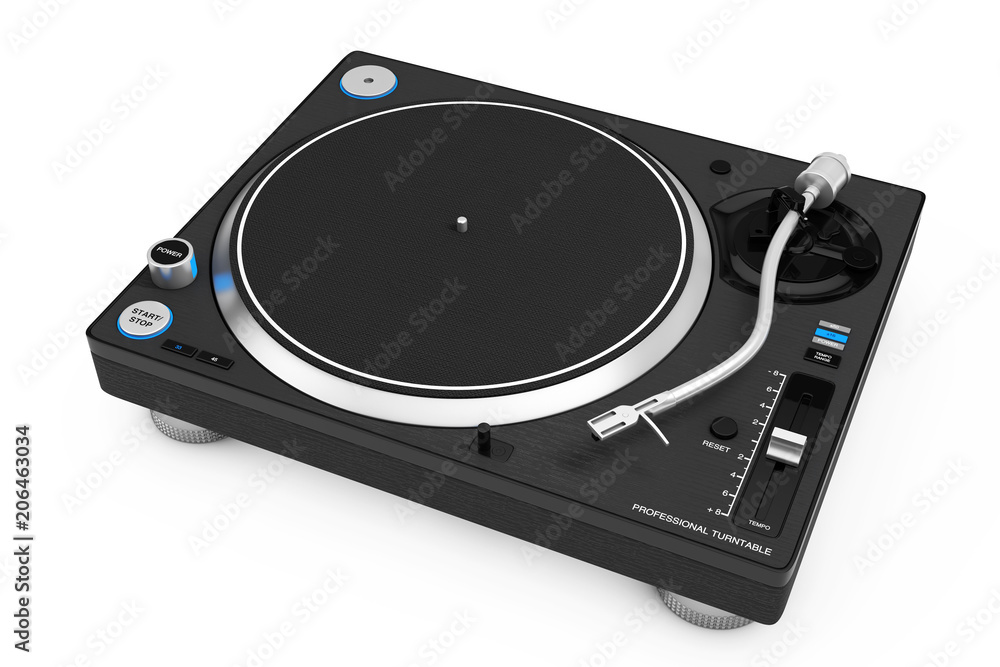 Fototapeta premium Professional DJ Turntable Vinyl Record Player. 3d Rendering