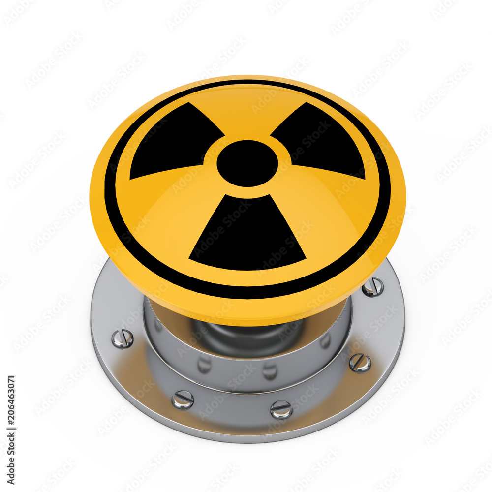 Yellow Atomic Bomb Launch Nuclear Button with Radiation Symbol. 3d  Rendering Stock Illustration | Adobe Stock