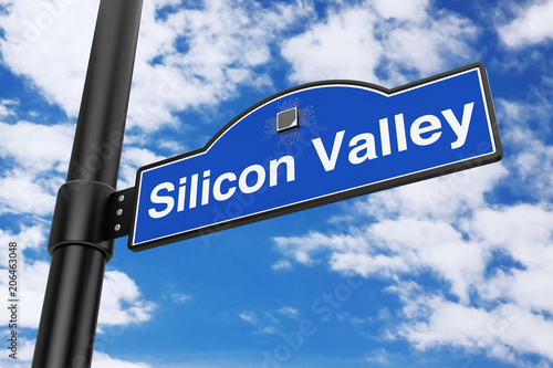Photos Silicon Valley Road Sign. 3d Rendering