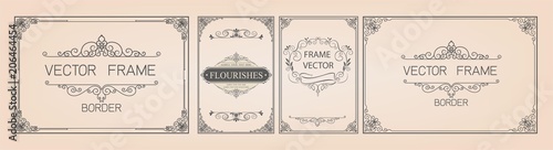 	 Set of gold border and frame template with corner Thailand line floral for picture, Vector design decoration pattern Thai art style.frame border design is pattern