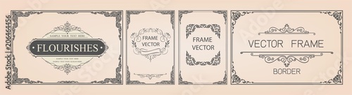 	 Set of gold border and frame template with corner Thailand line floral for picture, Vector design decoration pattern Thai art style.frame border design is pattern