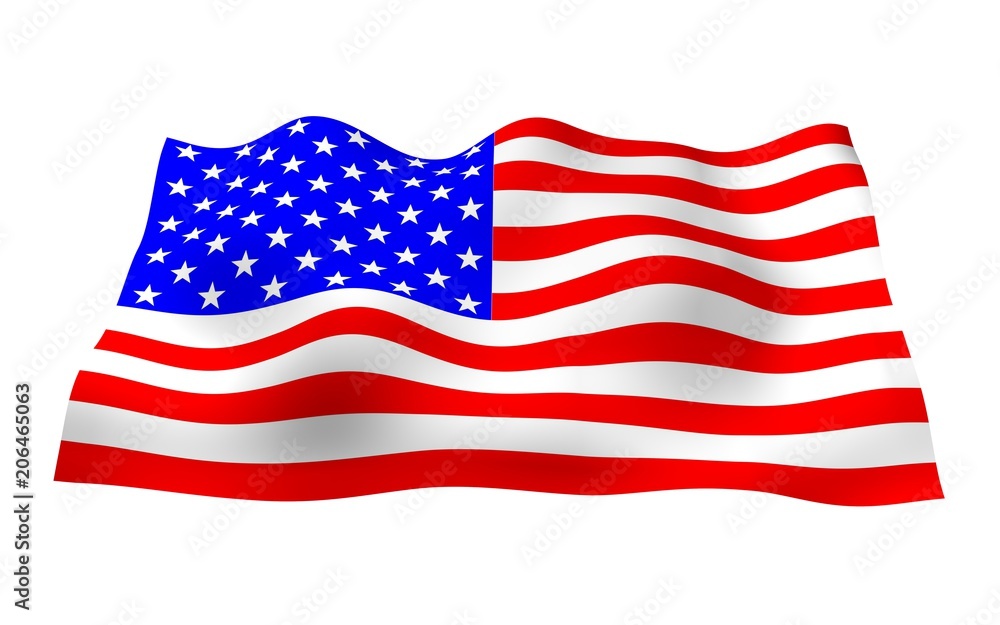 Obraz premium Waving flag of the United States of America. Stars and Stripes. State symbol of the USA