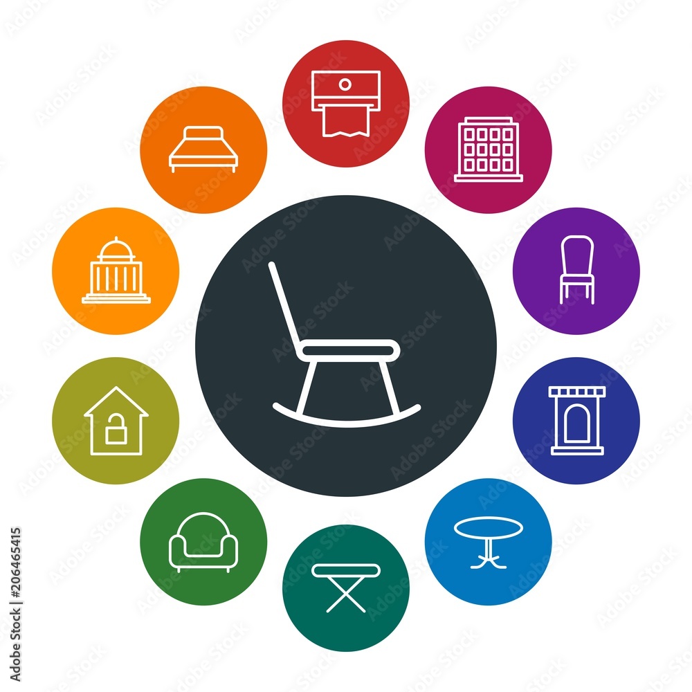 buildings, furniture, housekeeping Infographic Colorful outline Icons Set. Contains such Icons as government, building, architecture, furniture, chair, old and more. Fully Editable. Pixel Perfect buildings, furniture, housekeeping Infographic Colorful outline Icons Set. Contains such Icons as government, building, architecture, furniture, chair, old and more. Fully Editable. Pixel Perfect
