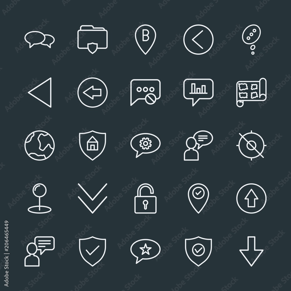 Modern Simple Set of location, arrows, chat and messenger, security Vector outline Icons. Contains such Icons as favorite, location, up and more on dark background. Fully Editable. Pixel Perfect. Modern Simple Set of location, arrows, chat and messenger, security Vector outline Icons. Contains such Icons as favorite, location, up and more on dark background. Fully Editable. Pixel Perfect.
