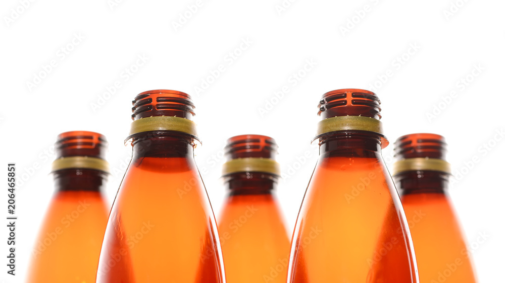 Beer plastic bottles 
