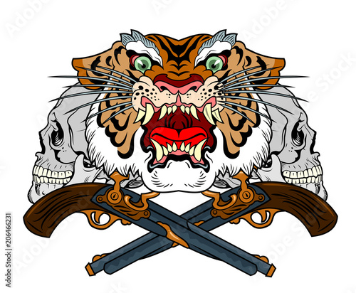 Fototapeta Naklejka Na Ścianę i Meble -  the head of a wicked  tiger