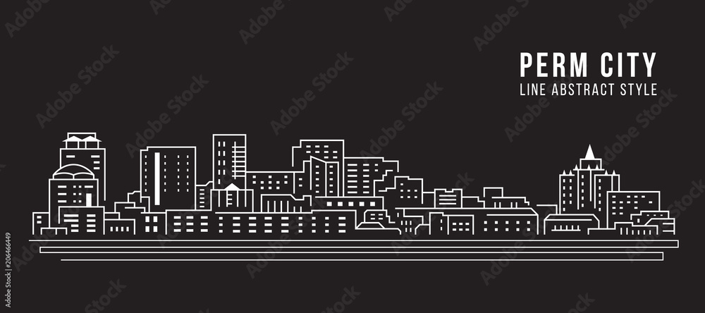 Cityscape Building Line art Vector Illustration design - Perm city