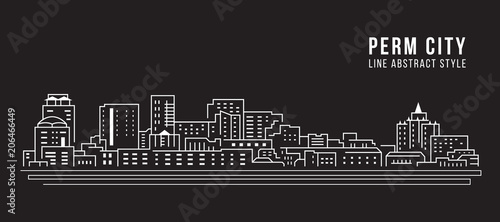 Cityscape Building Line art Vector Illustration design - Perm city